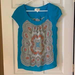 Anthropologie silk turquoise blouse